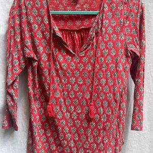 Lucky Brand Red and Black Patterned Tunic